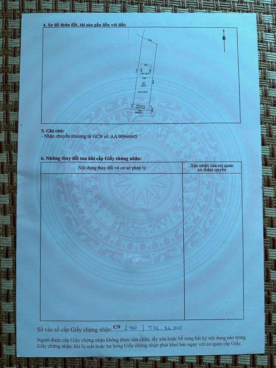 Sơ đồ thửa đất 395