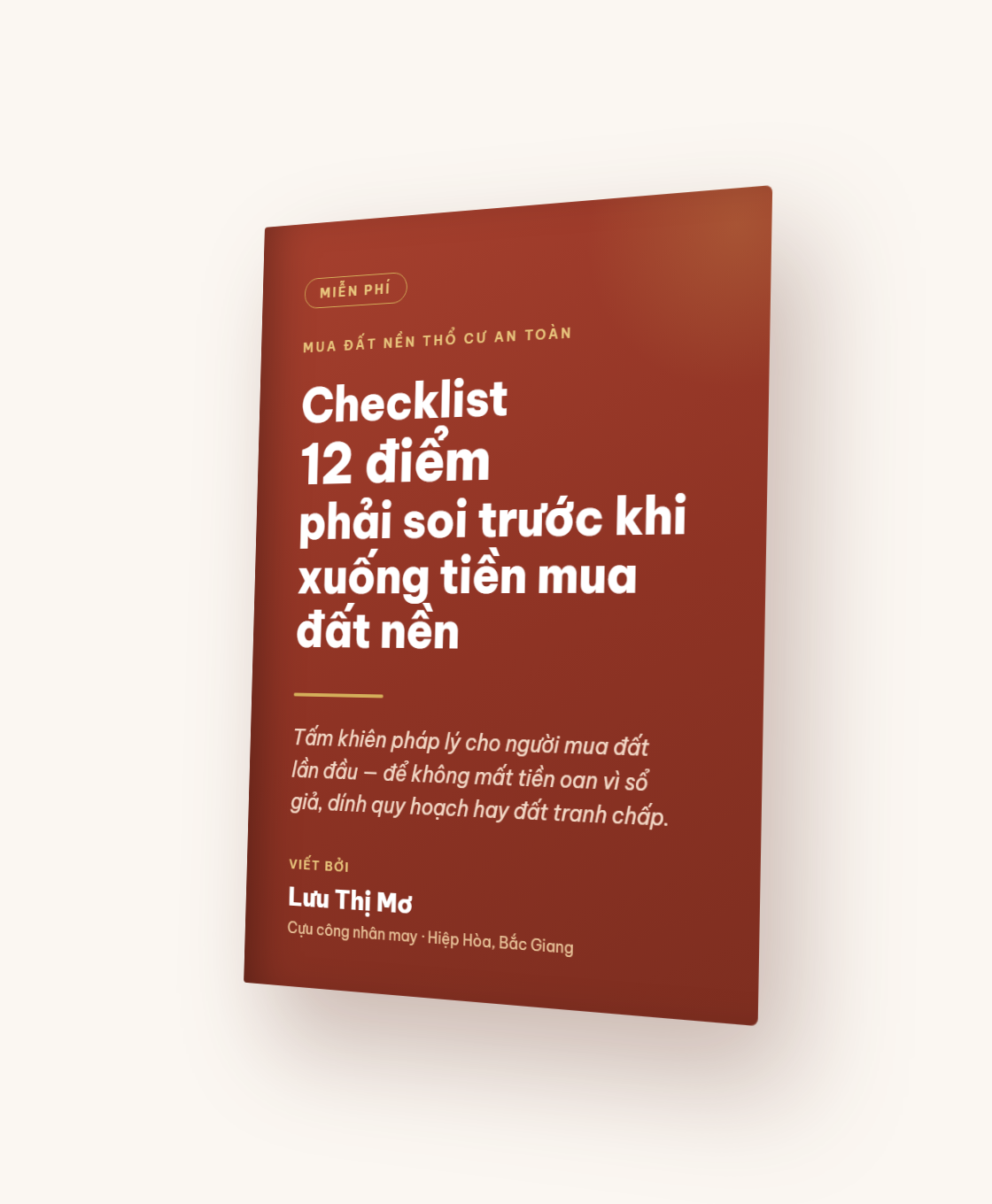 Checklist 12 điểm phải soi trước khi mua đất nền thổ cư — ebook của Lưu Thị Mơ